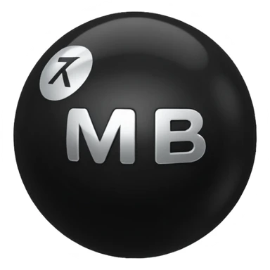 Black Ball with MB written on in the middle of it. Nothing else no holes or anything. sticker