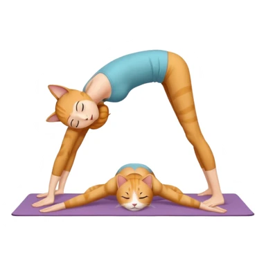 Cat girl doing downward facing dog yoga pose  sticker