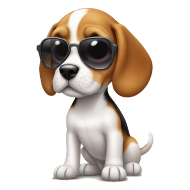 Little beagle puppy with small sunglasses  sticker
