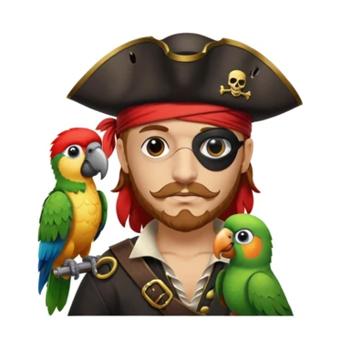 pirate with eye patch and parrot sticker