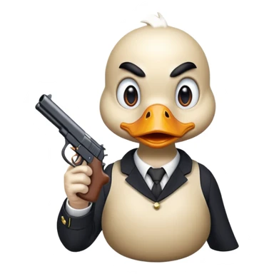 angry duck with a gun in his hand pointing at us  sticker