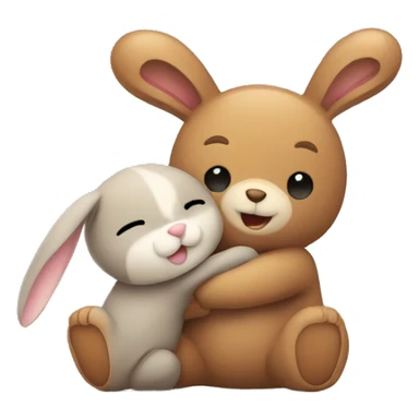 bunny and teddy bear hugging  sticker