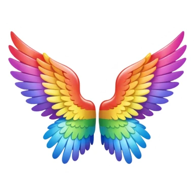 Tiny small mini left and right rainbow angel wings. Between left and right wings there is a little blank. sticker