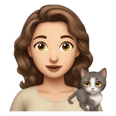 Brunette Anastasia with cat sticker