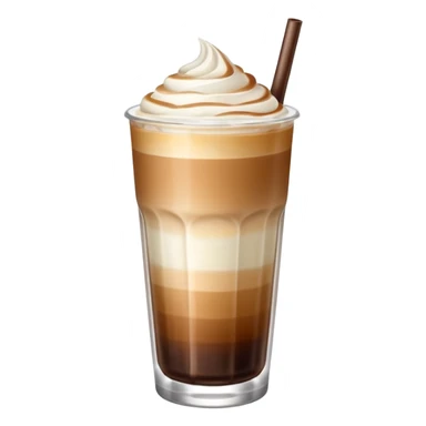 Iced latte without whipped cream and a gradient of color white milk on the bottom and brown espresso on top sticker