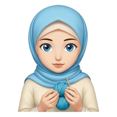 Turkish beautiful finish Konya girl blue eyes with spring hijab does knitting  sticker