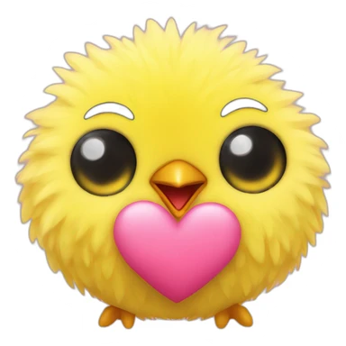 yellow fluffy chick in love with heart-shaped eyes sticker