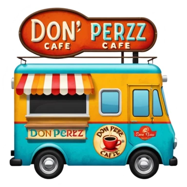 coffee truck with don perez cafe sign sticker