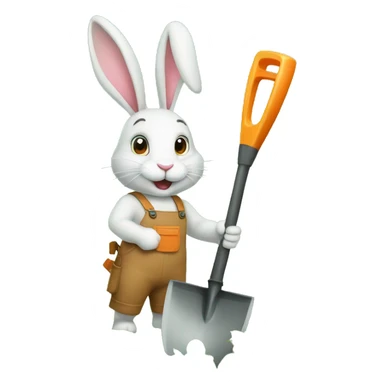 rabbit with a garden hoe sticker