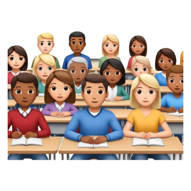 adults sitting in a classroom facing a screen sticker