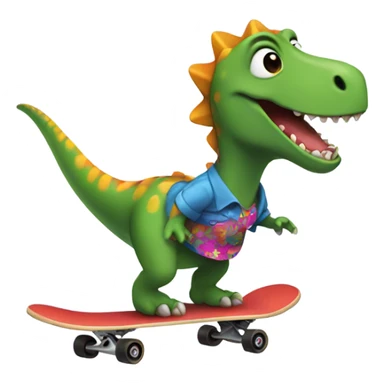 Dinosaur wearing skirt skatboaring  sticker