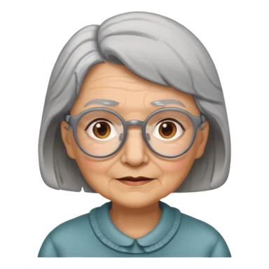grandmother with glasses and gray hair, grizzle half body sticker