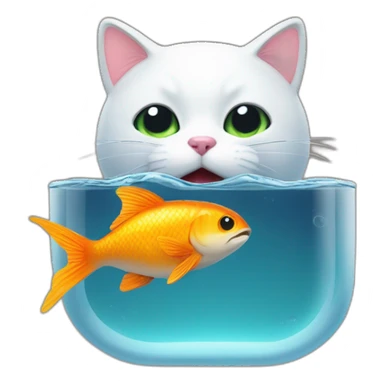 Un chat avec un poisson dans la bouche sticker