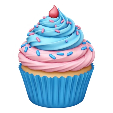 pastel pink cupcake with a swirl of blue frosting sticker