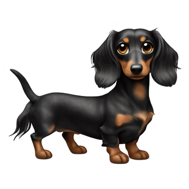 Two identical tri black merle long hair dachshunds together  sticker