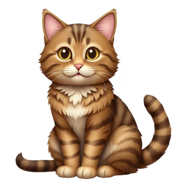 cinematic-[brown tabby cat]-realistic-full-body-sitting-emoji,-tail-curled-playfully-around-its-paws,-head-tilted-dramatically,-fluffy-[tabby]-fur,-simplified-yet-hilariously-adorable-features,-highly-detailed,-glowing-with-an-almost-sarcastic-glow sticker