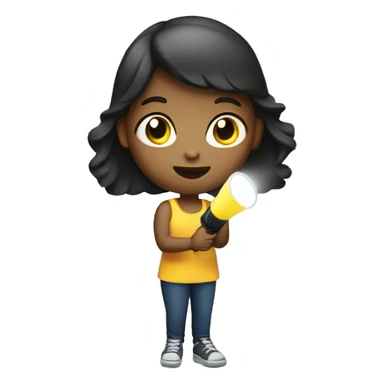 a girl with a flashlight sticker