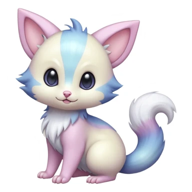 Shiny Cute Adorable Innocent Precious Furry Divine Glorious Holy Iridescent Pale Pastel Whitish Bright Furret-Absol-Skitty-Noibat-Hybrid (Full body) sticker