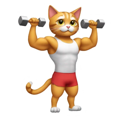 Cat lifting weights  sticker