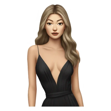 gigi hadid dark hair long dress sticker