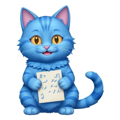 blue smiling cat with full body with note and no clothes sticker