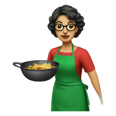 mexican lady green apron  with glasses cooking tacos sticker