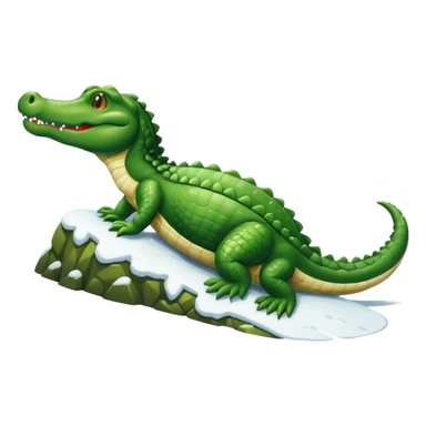 alligator sliding down snowy hill sticker