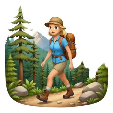 woman hiking in the woods in the sunshine sticker