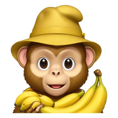 monkey with banana and wearing hat sticker