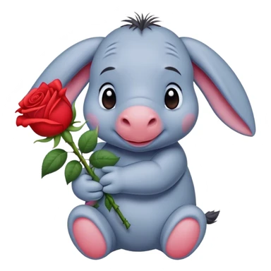 Baby eeyore holding a rose sticker