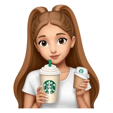 Ariana Grande buying a Starbucks cup sticker