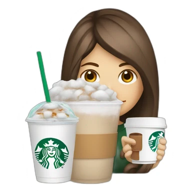 Starbucks cup cold drink with long white girl with Luis vittuon Bag sticker