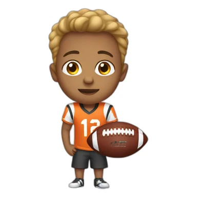 a boy with a football t-shrit sticker