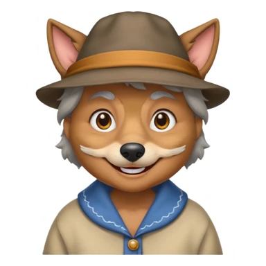 The big bad wolf is wearing Grandma's clothes and a hat, yet its face still looks like a wolf's. sticker
