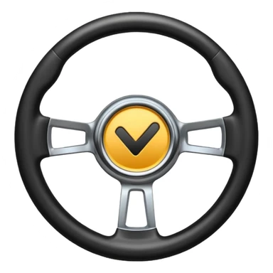 steering wheel with a check mark sticker
