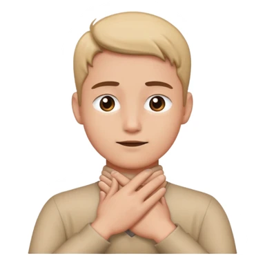 person with hands crossing their chest by their neck  sticker