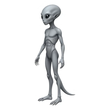 fullbody humanoid gray alien direct sideview sticker