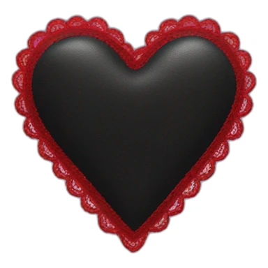 Black leather heart with red lace border sticker