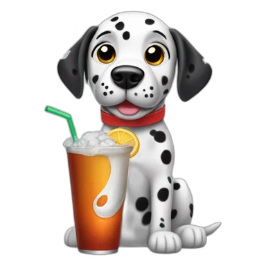dalmatian dog drinking soda sticker