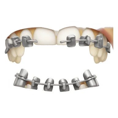 person with metal braces ontop of white teeth smiling sticker
