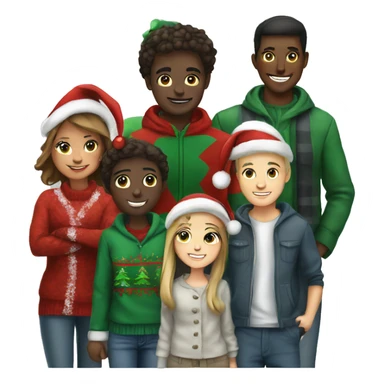 A group of friends in Christmas clothes sticker