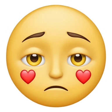 A yellow circular frowning Face with a heart above one eye and a tear under the other sticker