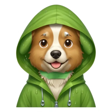 dog in green rain coat over head



 sticker