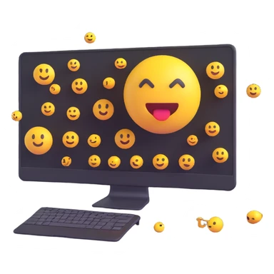 Add 3D style code elements on the screen and desktop, keeping 3D emoji style with bright colors and a simple background, maintaining transparent background. sticker