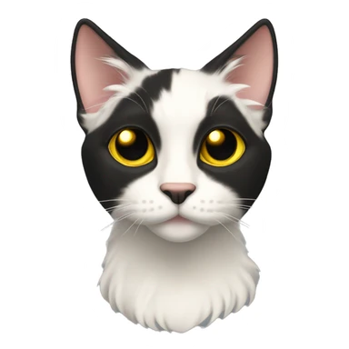 Pointed black ear tufts small sleek short haired solid black furred cat full body yellow eyes  sticker