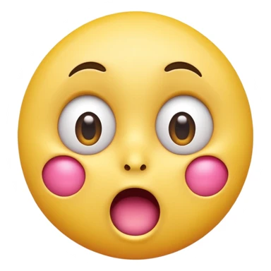 A 3D glossy yellow emoji face with a horrified expression, only large wide-open eyes, wide-open mouth, raised eyebrows, no nose, no ears, hands against its pink cheeks, vector style, black background, high quality, soft studio lighting sticker