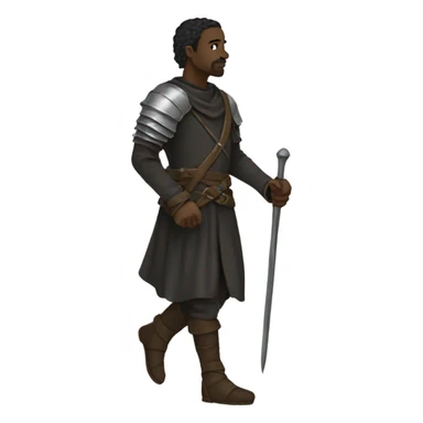 dark fantasy medieval person walking sideview sticker