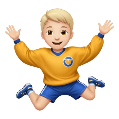 A small kid in an oversized jersey, jumping with excitement. sticker