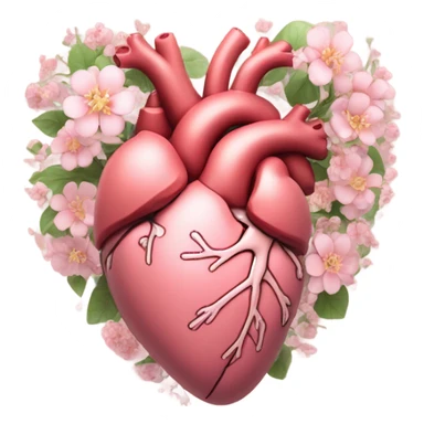 light pink anatomical heart with flower sticker