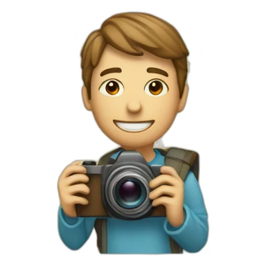 sketchy person with a camera against the background of a world map sticker